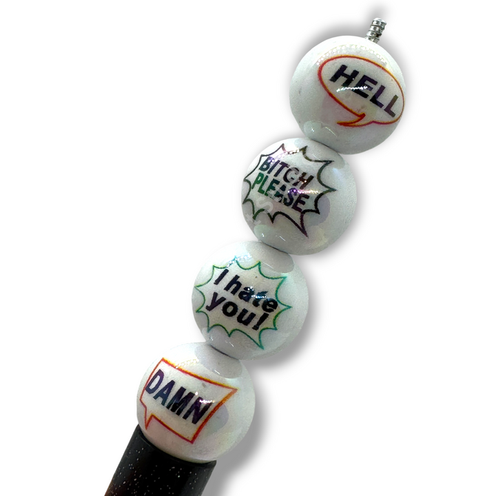 Bad Word Printed UV 16mm Round Acrylic Beads - 20pc. Mix