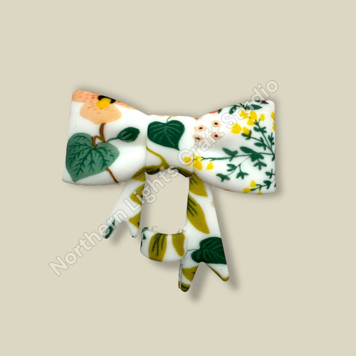 Floral Printed Silicone Bow Straw Cap Topper