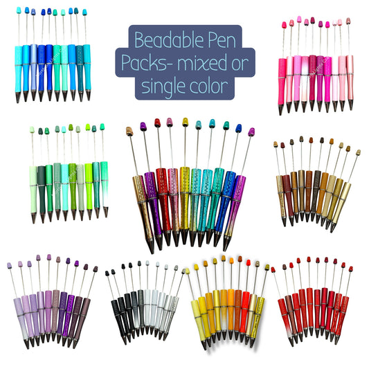 Plastic Beadable Pens Variety or Solid Colors - 10 pc. packs