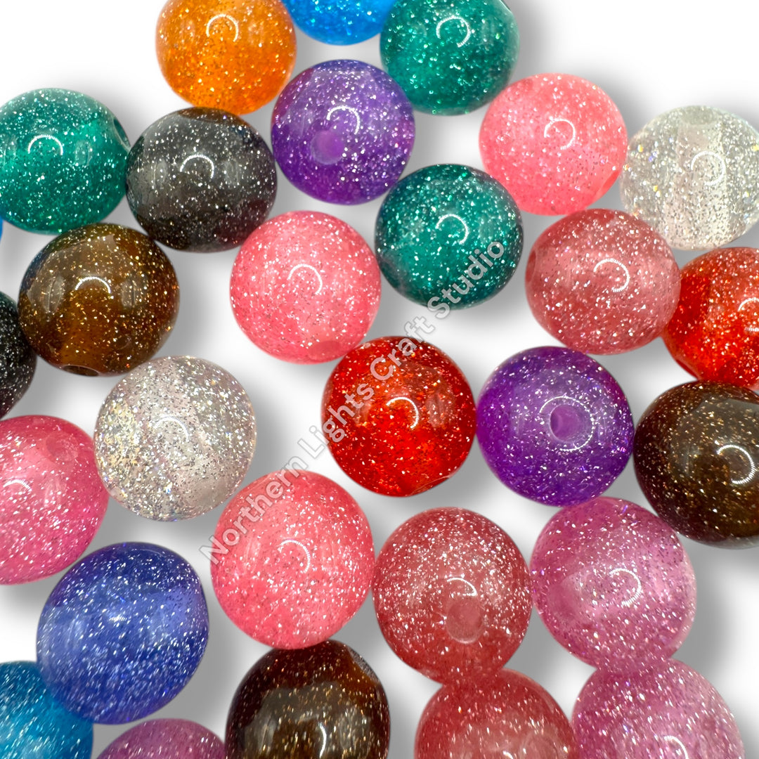 12mm Glitter Beads - 25 pcs.