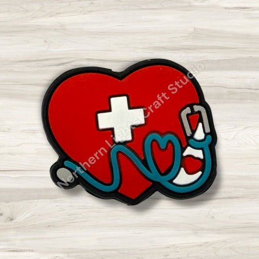 Nurse Heart with Stethoscope Silicone Focal Bead
