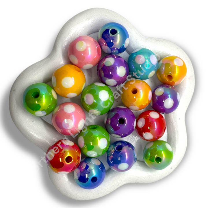 Polka Dot UV 16mm Acrylic Beads - 20pc. Mix