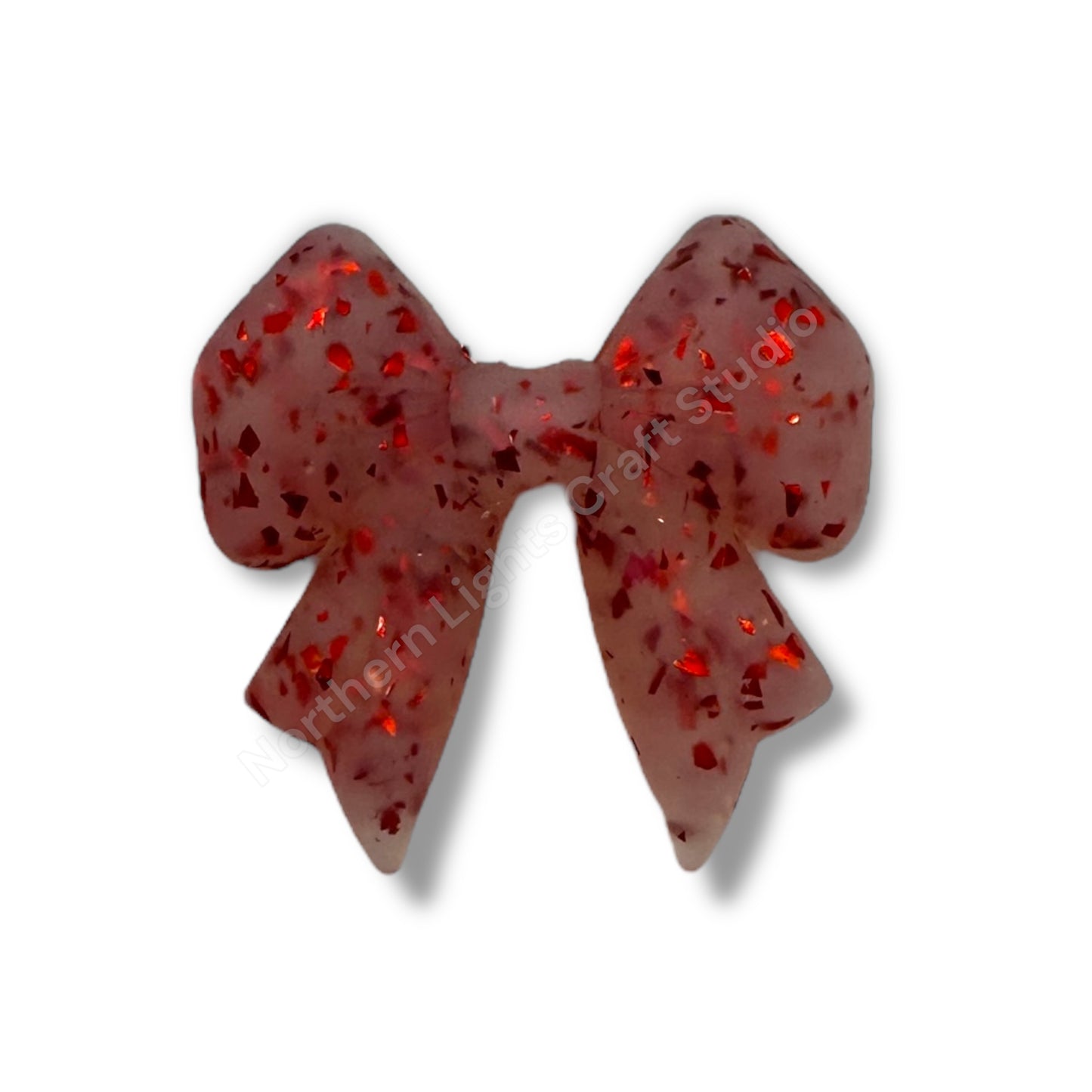 Glitter Bow Silicone Focal Bead