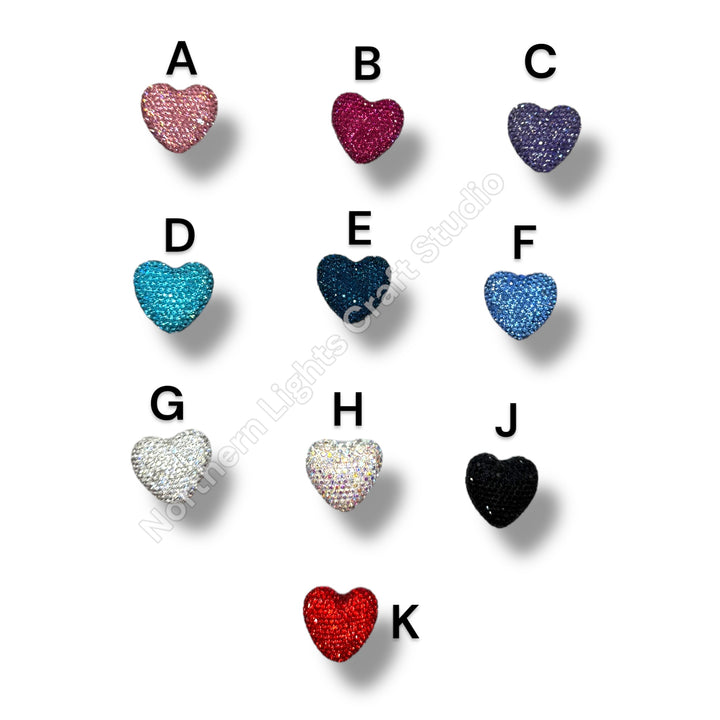 Large 30mm Rhinestone Heart Beads, Pave Heart Crystal Beads, Clay Pave Rhinestone Hearts, Crystal Hearts, Bling Hearts