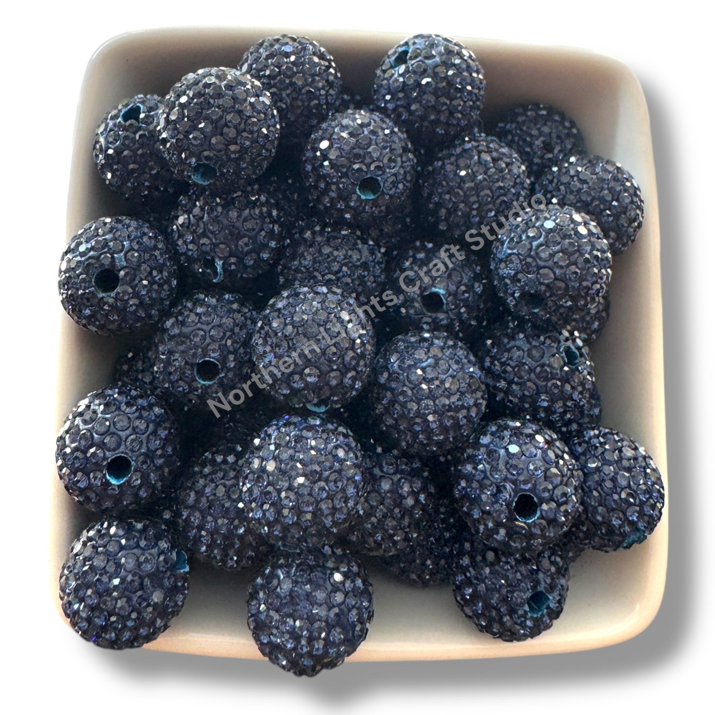 Deep Blue Rhinestone Beads-16mm - 10pc.