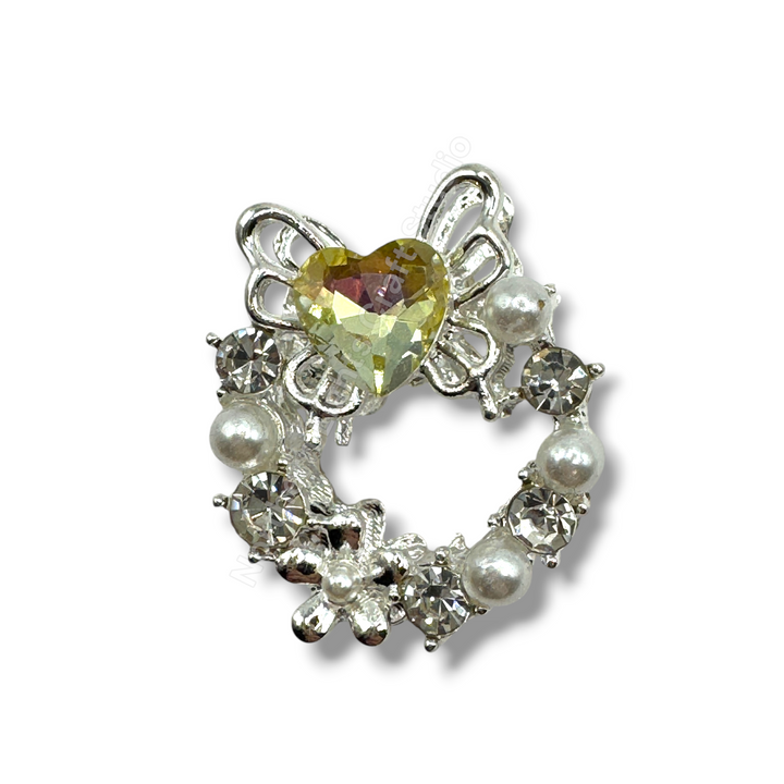 Metal Heart Round Wreath Bead - 1 pc.