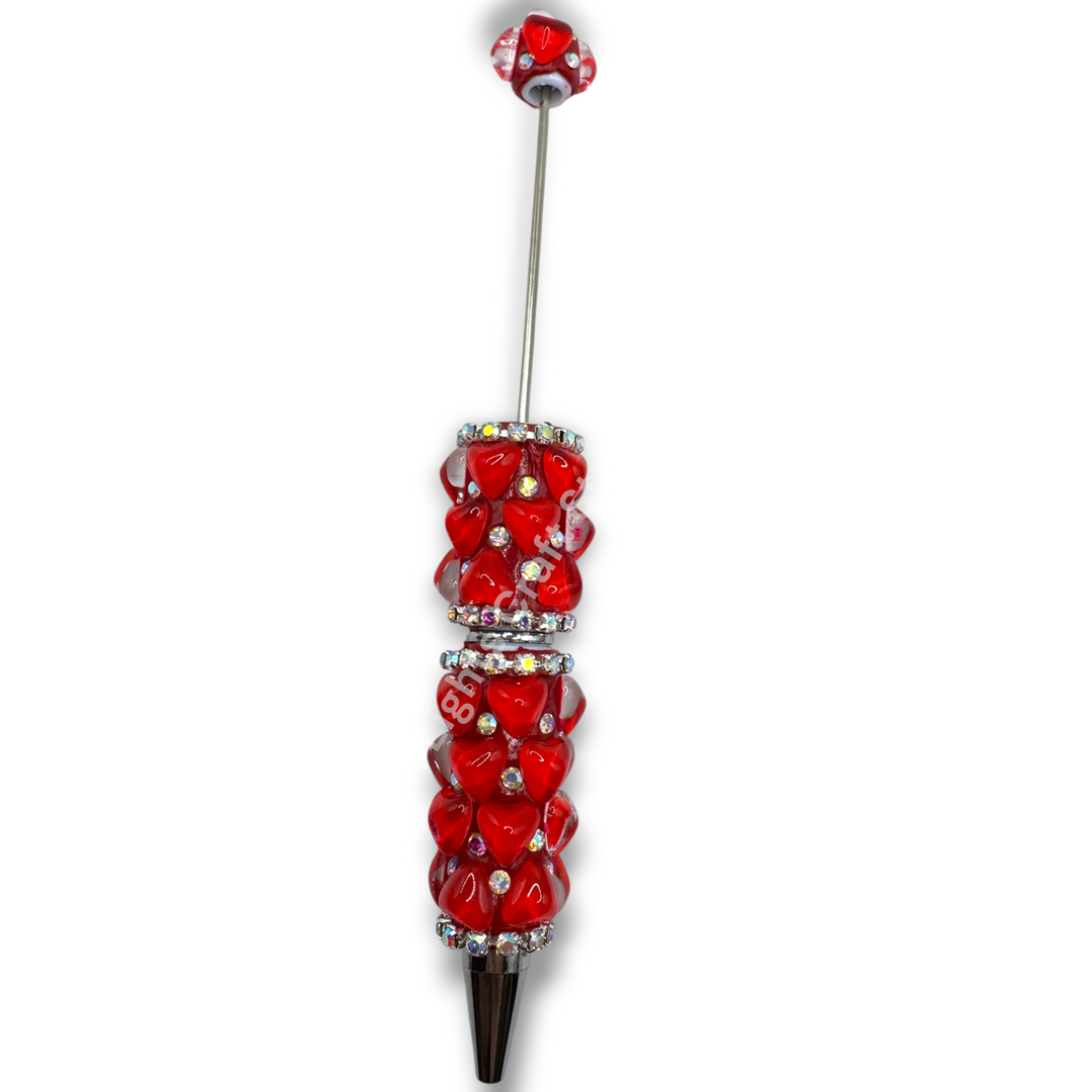 Beadable Jelly Neon Glass Heart Fancy Bling Rhinestone Pen