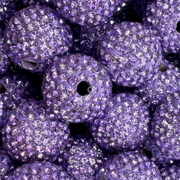 Lilac Rhinestone Clay Base Beads-16mm - 10pc.