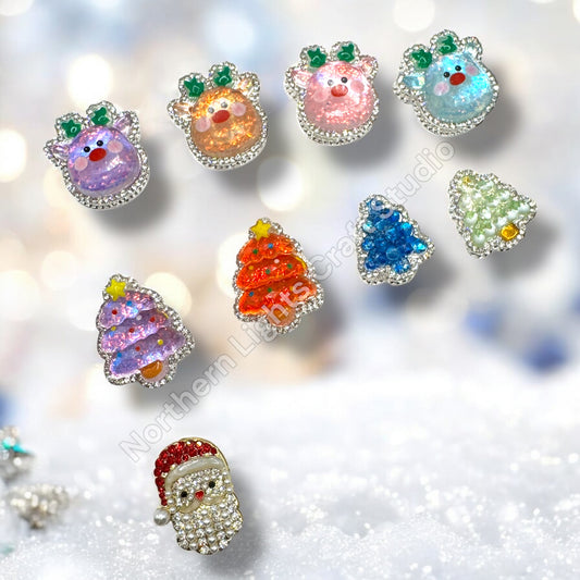 Metal Alloy Christmas Bling Beads - 1pc choose style