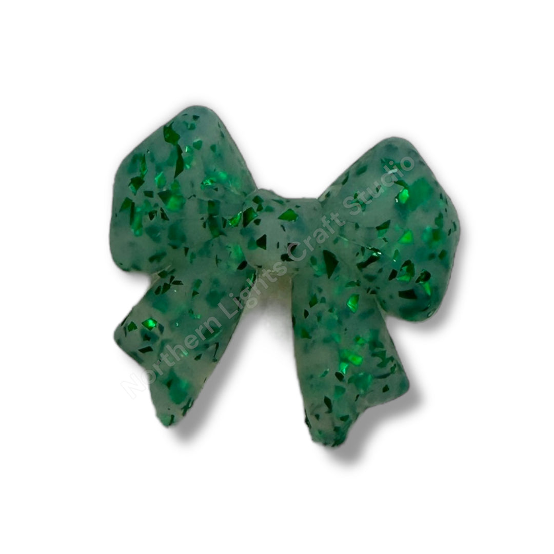 Glitter Bow Silicone Focal Bead