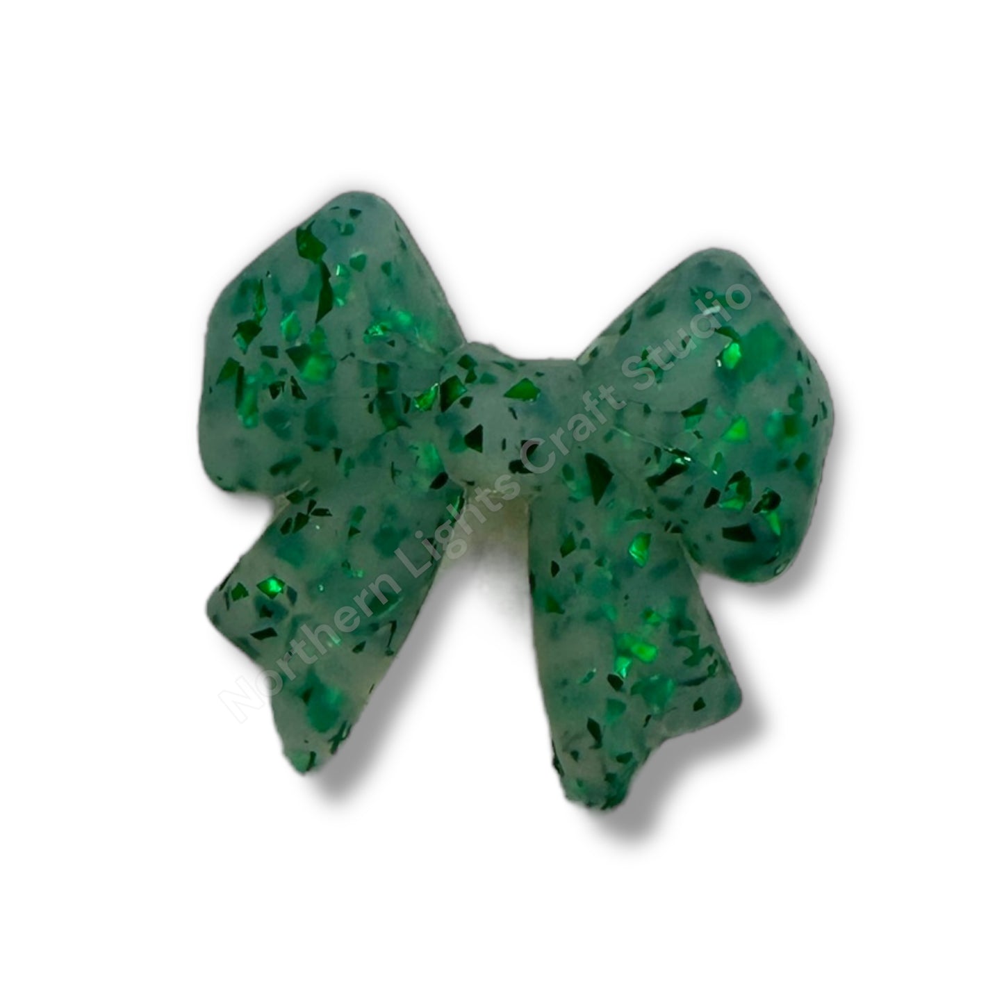 Glitter Bow Silicone Focal Bead