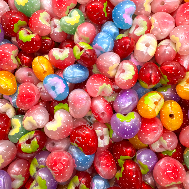 Bright Color Strawberry Galaxy Glitter Acrylic Beads - 20 pc. Mix