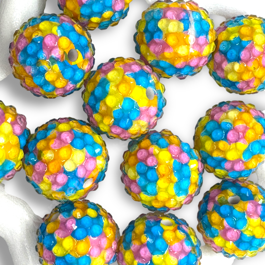 Ocean Sunset 20mm Acrylic Rhinestone Bubblegum Beads - 10pc.