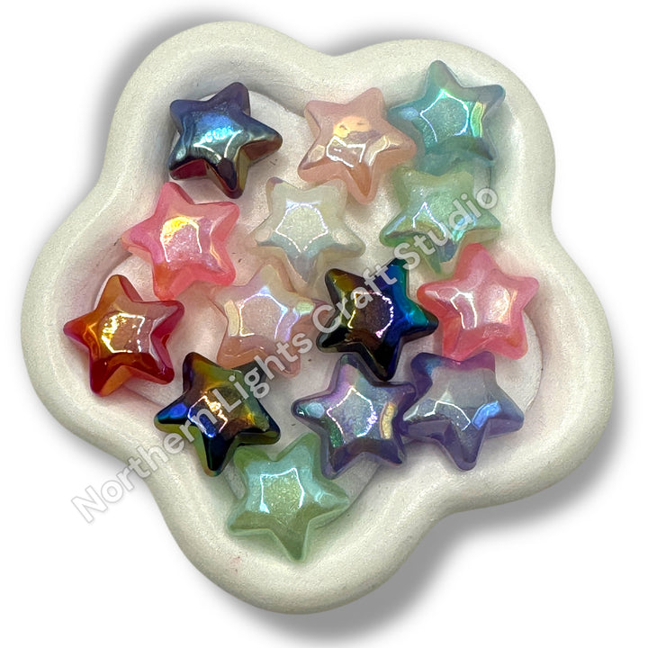 Pearl Finish Glitter Luminous Star Beads  - 20pc.