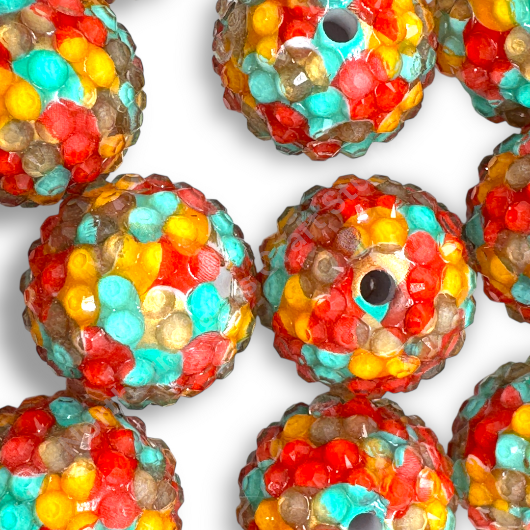 Western Glow 20mm Acrylic Rhinestone Bubblegum Beads - 10pc.