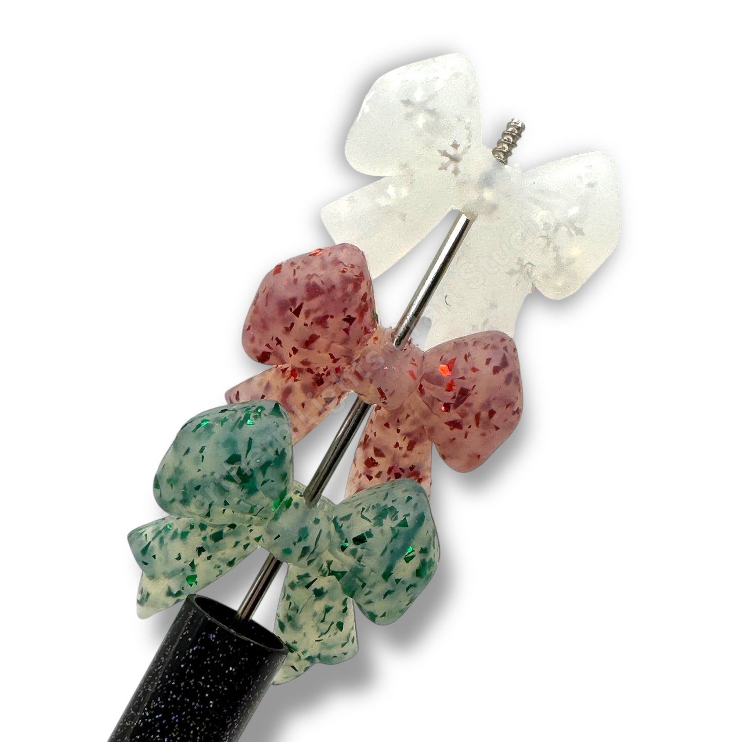 Glitter Bow Silicone Focal Bead