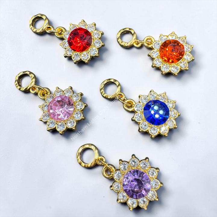 Starburt Rhinestone Gold Charm with Bail -10pc. Mix