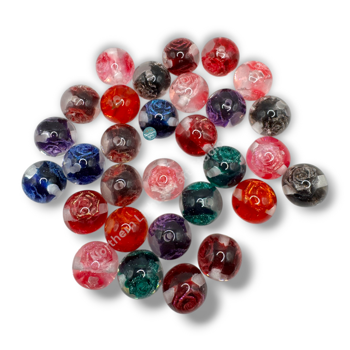 Glitter Rose Luxury Resin 16mm Beads - 20pc. - Choose Color