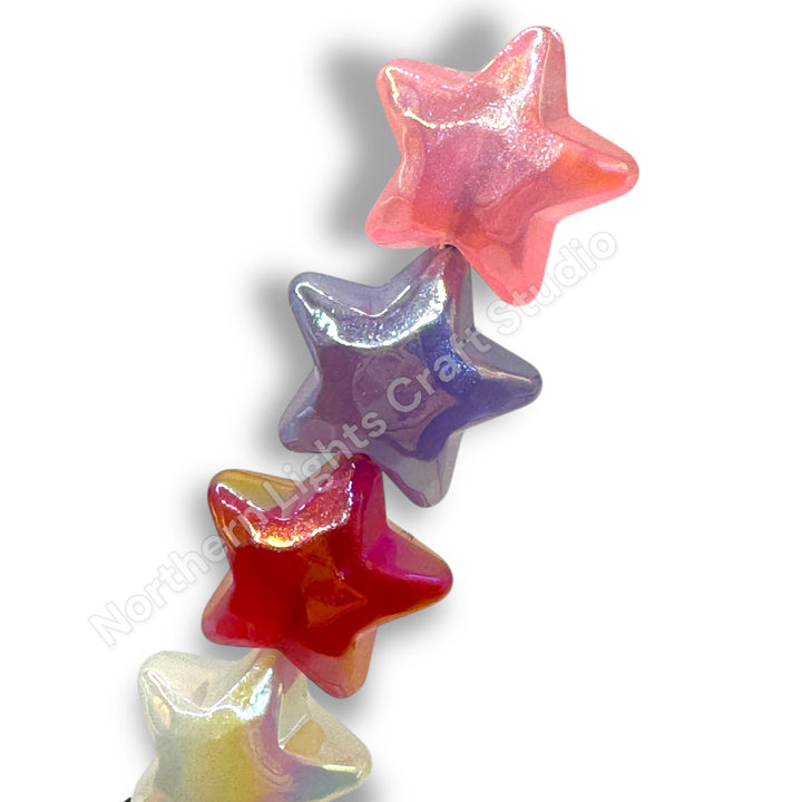 Pearl Finish Glitter Luminous Star Beads  - 20pc.