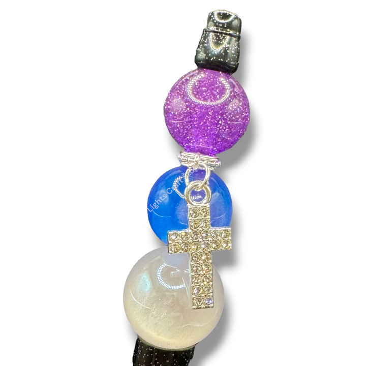 Silver Cross Rhinestone Charm with Bail -10pc.