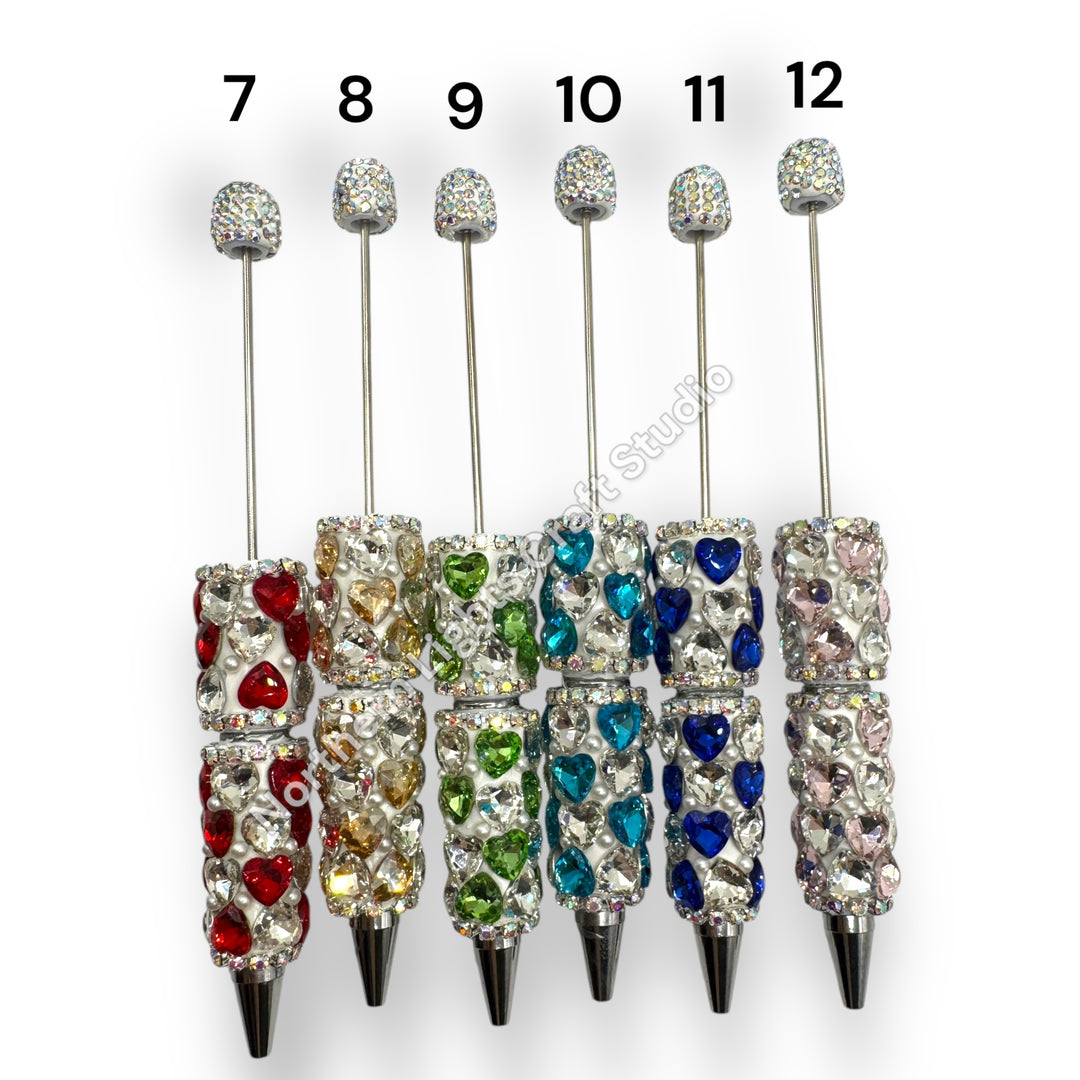 Beadable Large  Heart Rhinestone  Pen