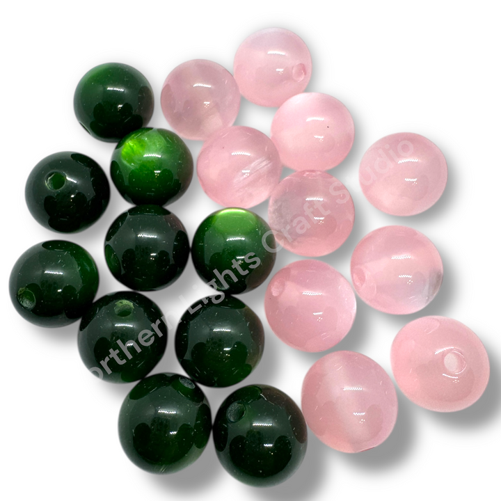 Emerald City Blush Duet Cat Eye 16mm Acrylic Bead Mix - 20 pc.