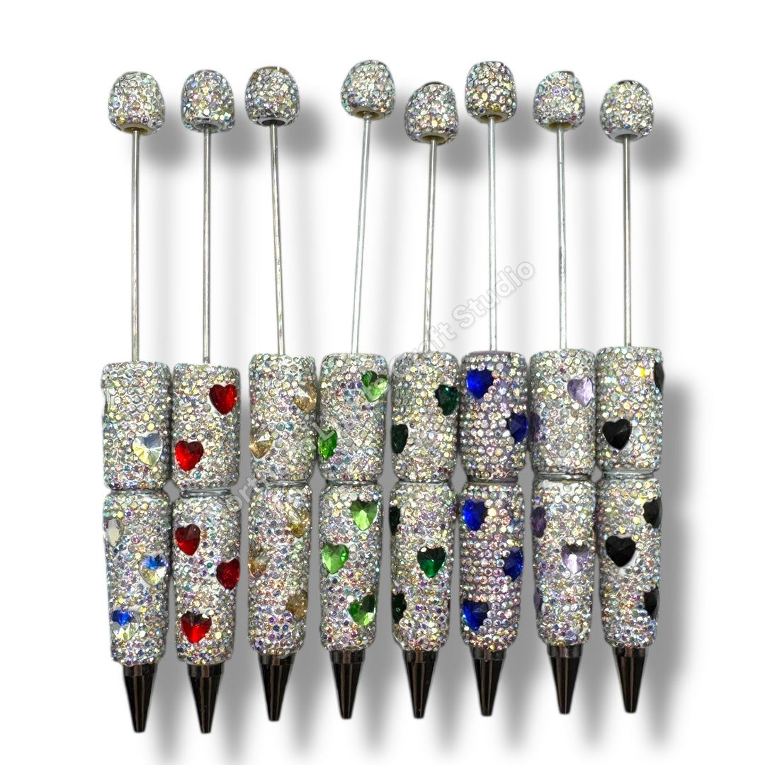 Rhinestone Heart Crystal Beadable Pens