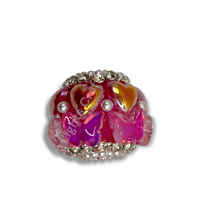 Butterfly Shiny Heart Fancy Bead -3pc.
