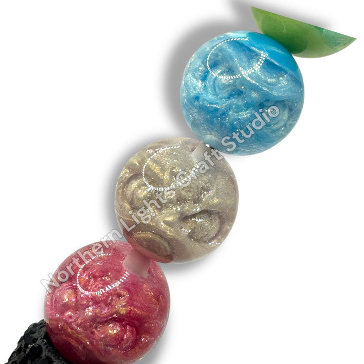 Galaxy Dragon Face Luminous Resin Glitter Premium 16mm Beads -20pc.