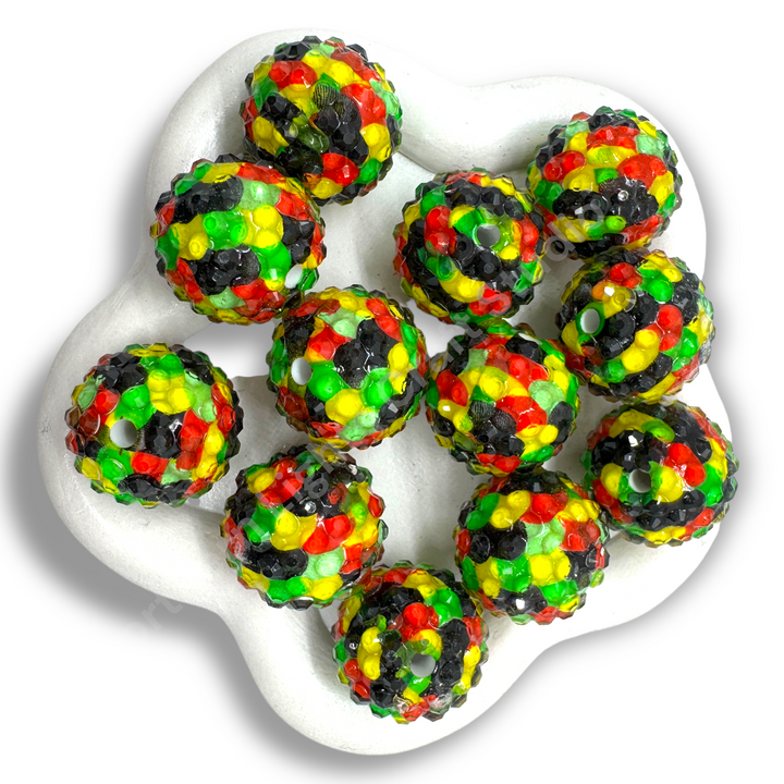 Festival Mosaic 20mm Acrylic Rhinestone Bubblegum Beads - 10pc.