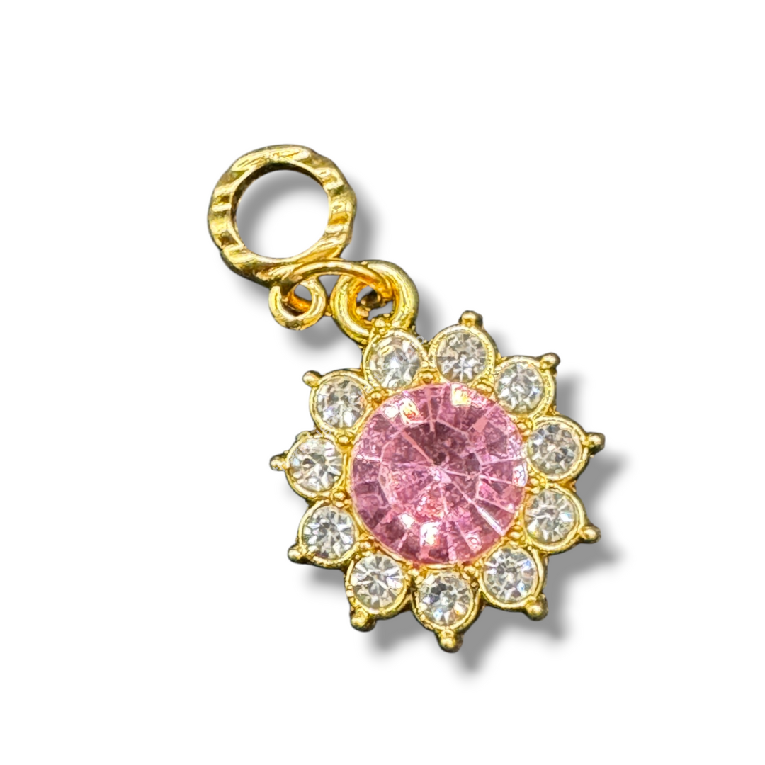 Starburt Rhinestone Gold Charm with Bail -10pc. Mix