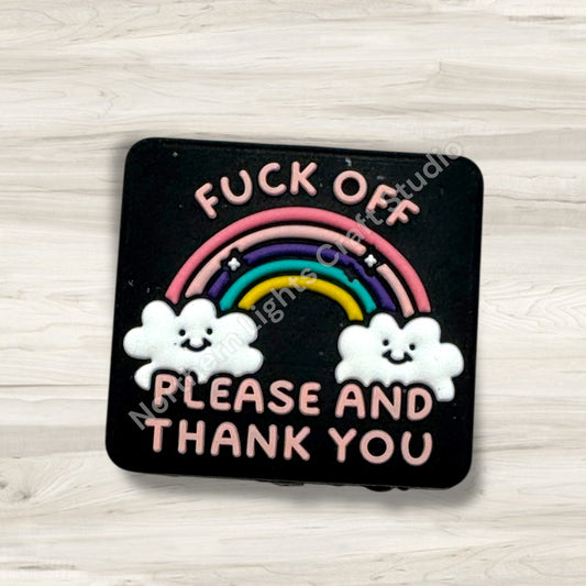 F*ck Off Please and Thank You Silicone Focal Bead, Sarcastic Bead, Bad Word Focal