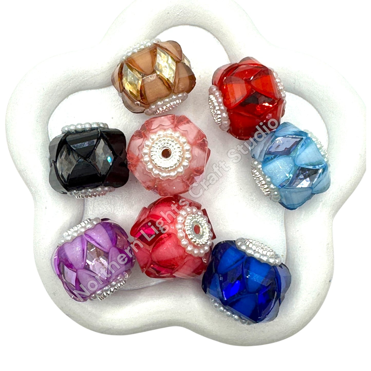 Diamond Accent Heart Beads - 1pc.