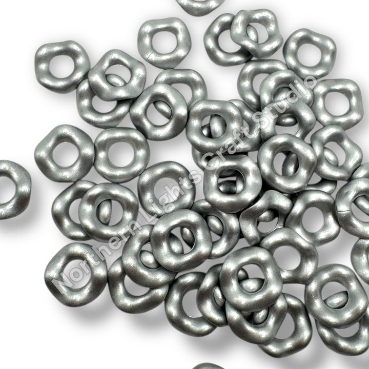 Silver Pearl Finish Acrylic Wavy Spacer 16mm - 50 pcs.