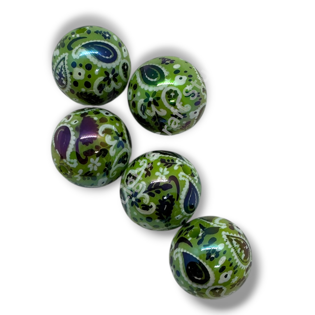 BoHo UV Paisley Bandana Printed 16mm Acrylic Beads - 20pc.