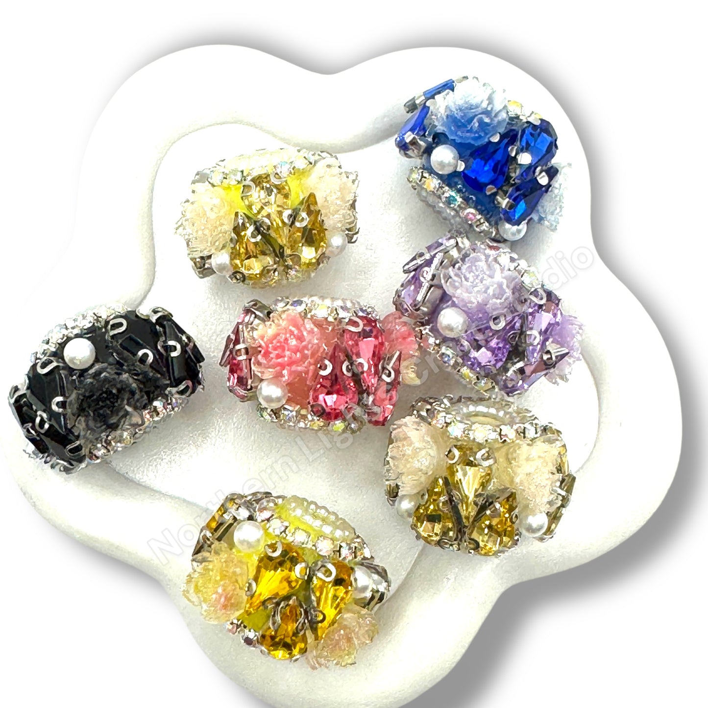 Teardrop Crystal and Flower Fancy Indian Beads - 1pc.