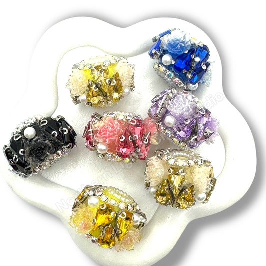 Teardrop Crystal and Flower Fancy Indian Beads - 1pc.