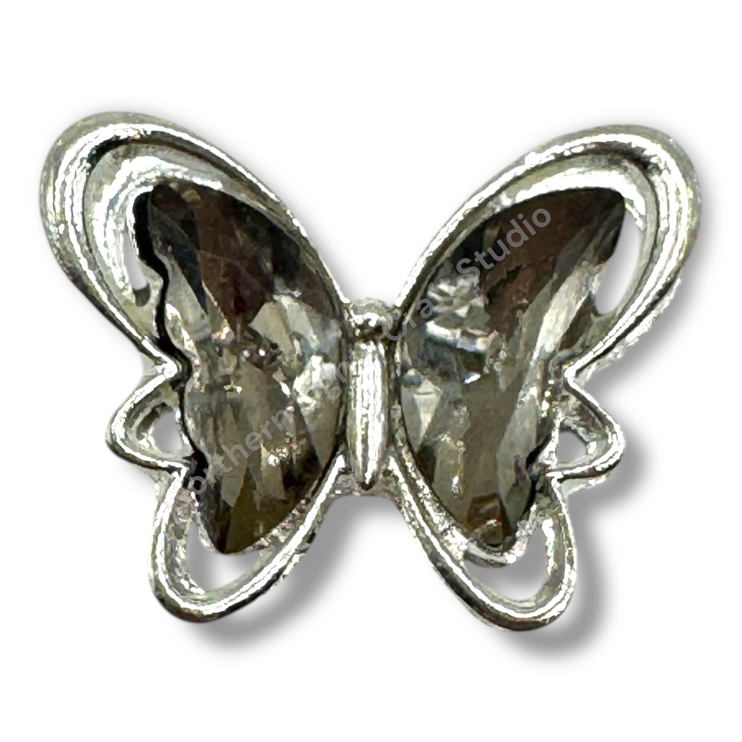 Metal Alloy Silver Crystal Butterfly - 1pc.