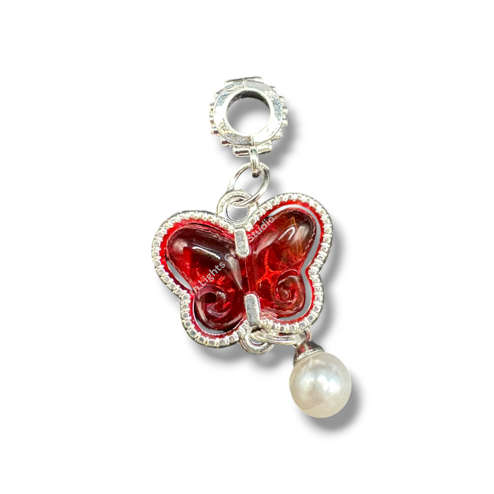 Silver Buterfly Pearl Charm with Bail -10pc. Mix