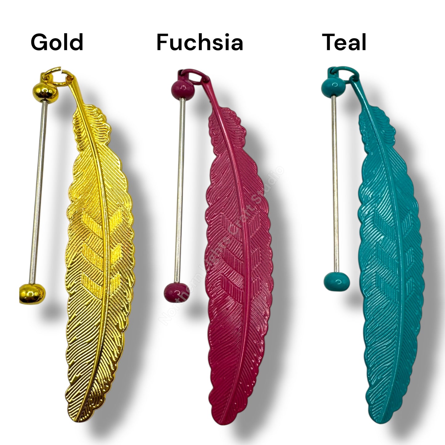 Feather Shaped Beadable Metal Bookmarks