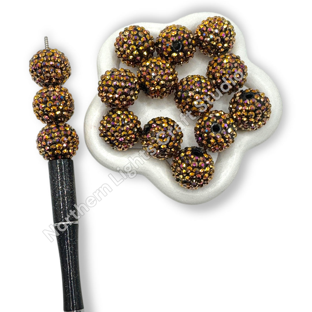 Copper AB 20mm Acrylic Rhinestone Bubblegum Beads - 10pc.