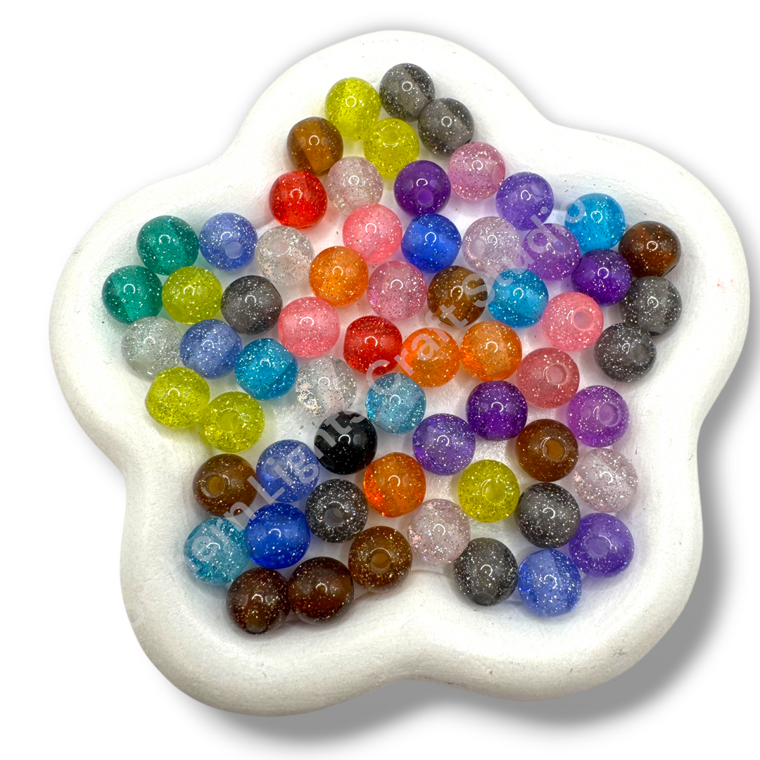 Glitter Dust 8mm Bead Mix - 50 Pcs.