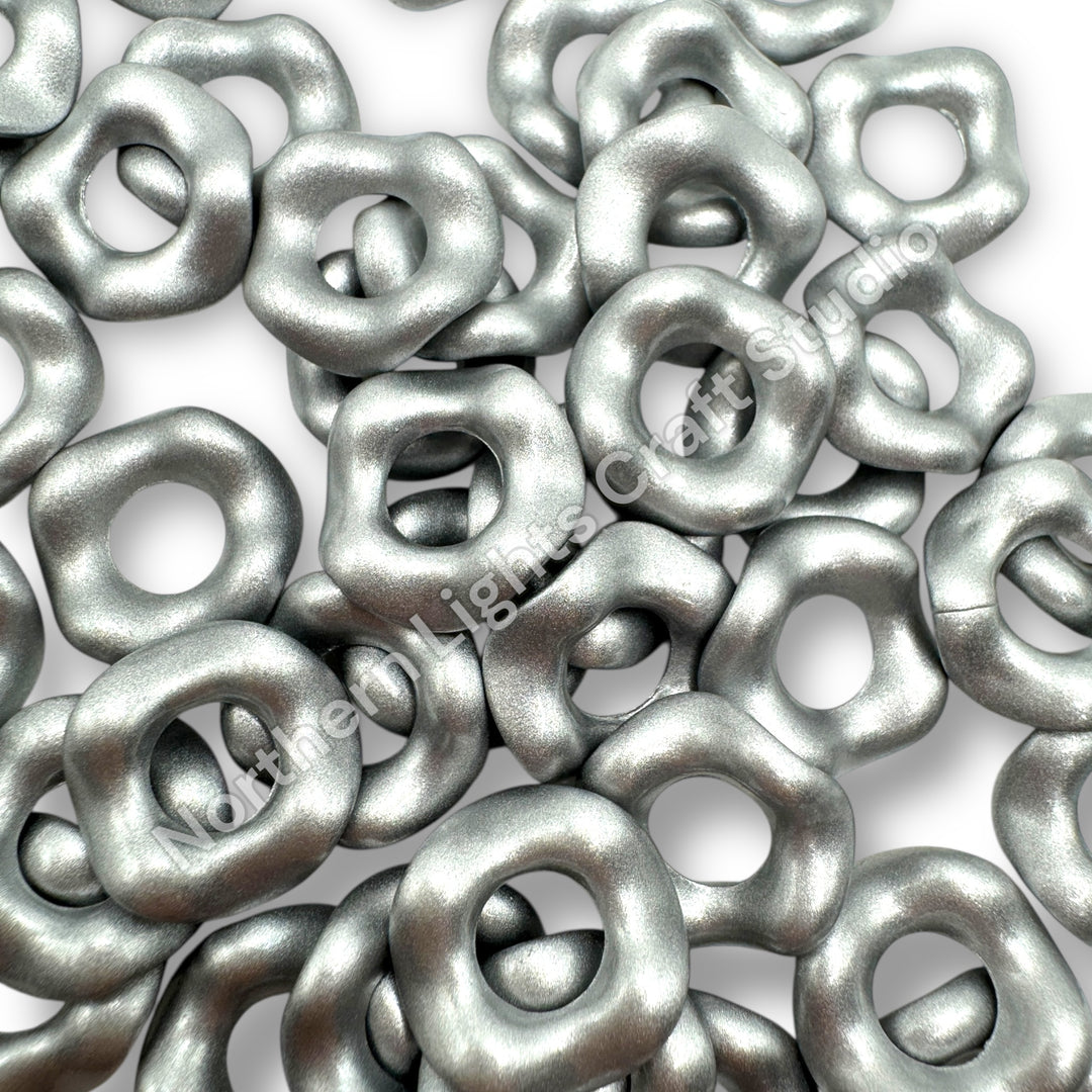 Silver Pearl Finish Acrylic Wavy Spacer 16mm - 50 pcs.