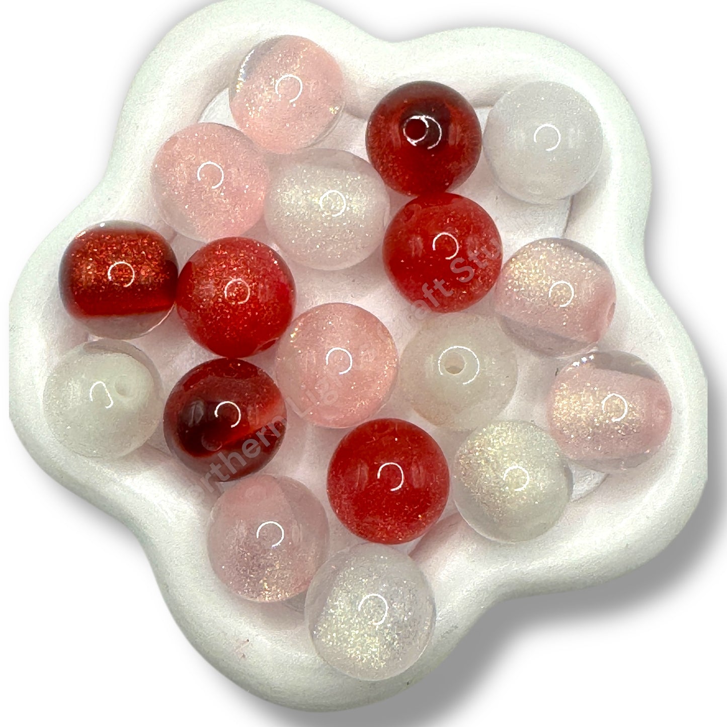 Sweet Love Valentine's Day Glittery Core Luminous 16mm Bead - 20 pc. Mix