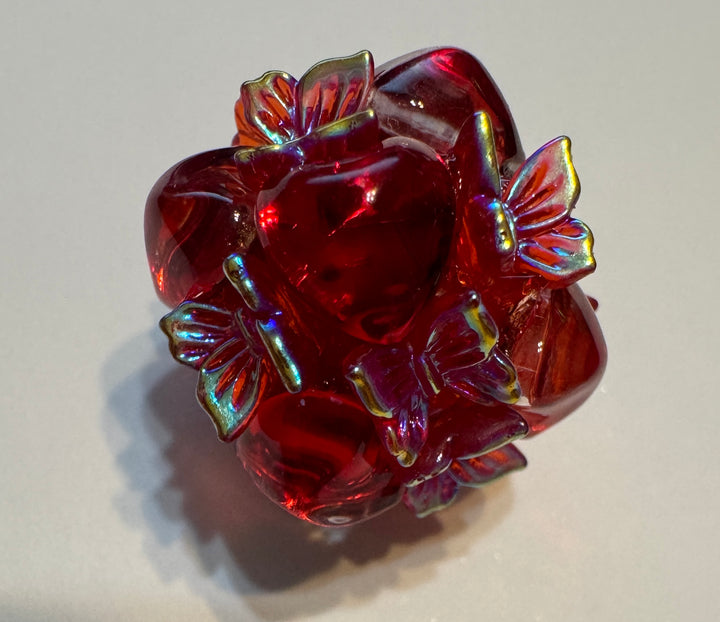 Butterfly Glass Heart Bubble Beads - 1pc.