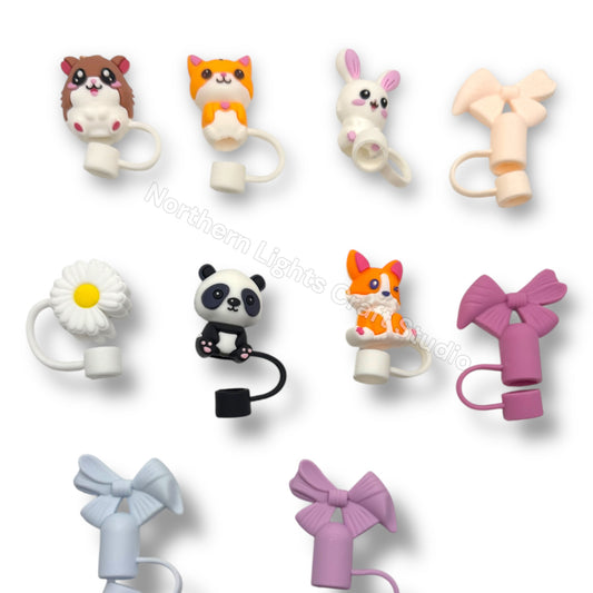 Daisy, Bow, and Animal Straw Topper - 1pc. - choose style