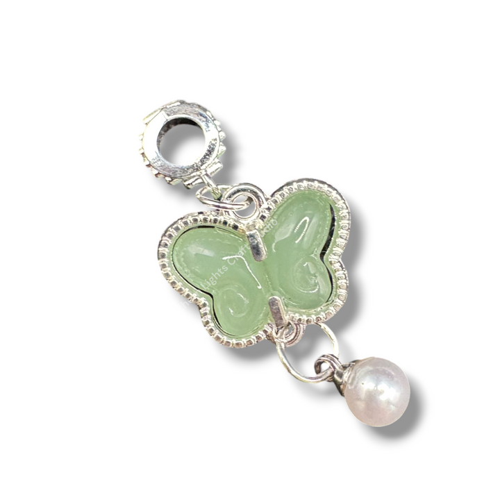 Silver Buterfly Pearl Charm with Bail -10pc. Mix