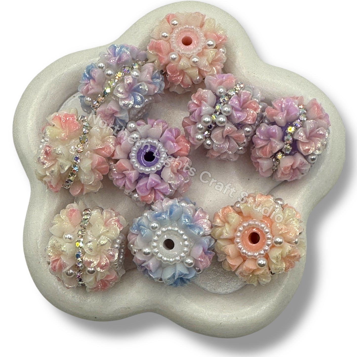 Soft Flower with Rhinestone Middle Chain - 1pc.