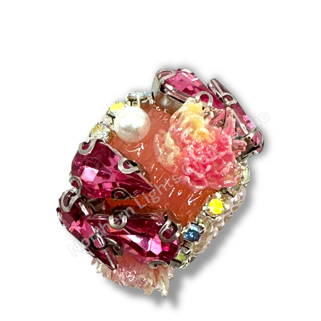 Teardrop Crystal and Flower Fancy Indian Beads - 1pc.