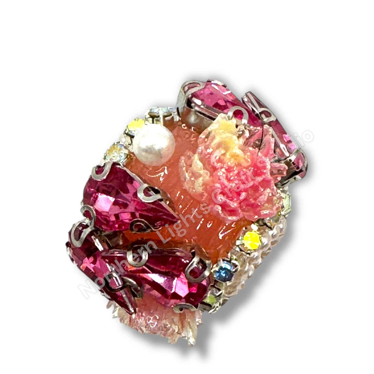 Teardrop Crystal and Flower Fancy Indian Beads - 1pc.